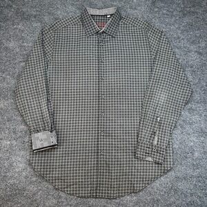 Robert Graham Button Down Shirt 1XLT Geometric Abstract Black White *FLAW*